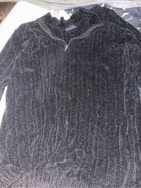 Men's Black Zip-Neck Chenille Sweater